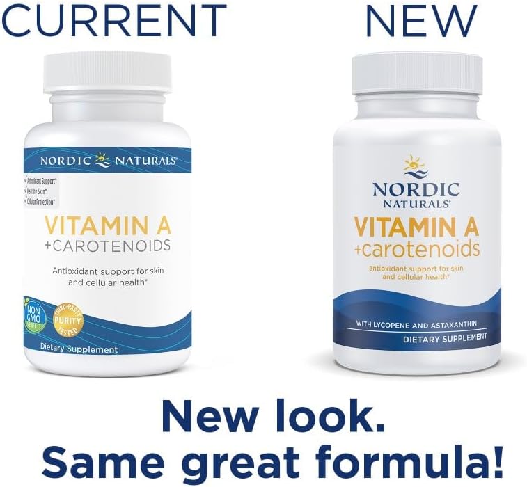 Nordic Naturals Vitamin A + Carotenoids, Unflavored - 30 Soft Gels - Lycopene & Astaxanthin - Supports Skin, Cellular Health - Non-GMO - 30 Servings : Health & Household