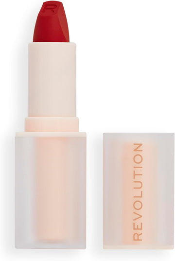 Makeup Revolution Lip Allure Soft Satin Lipstick, Satin-Luxe Finish, All-Day Wear, Ceo Brick Red