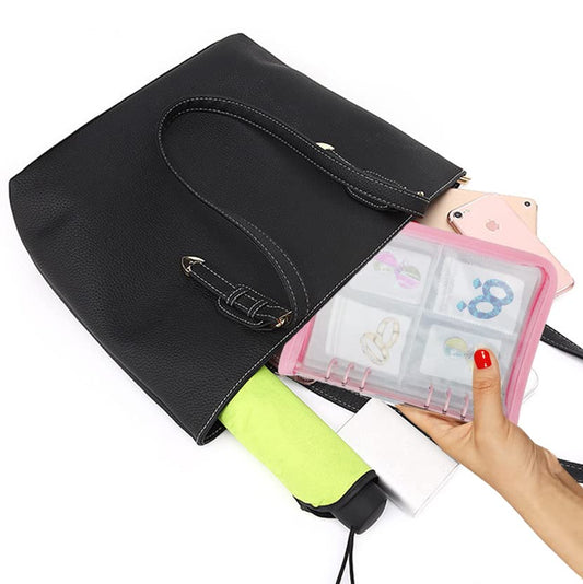 LingLingo Earring Organizer Case Travel Jewelry Organizer Transparent Jewelry Storage Book for Necklace Bracelet Ring Holder with Small Clear Zippered Pouch