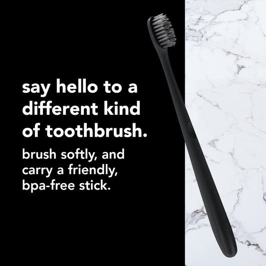 hello Charcoal Soft Toothbrush with Activated Charcoal from Sustainable Bamboo, BPA- Free, Made from Plant-Based Materials, 4 Pack