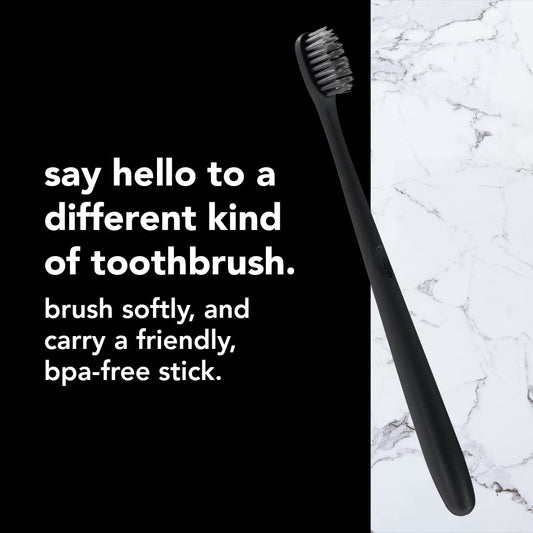 Hello Charcoal Soft Toothbrush With Activated Charcoal From Sustainable Bamboo, Bpa- Free, Made From Plant-Based Materials, 4 Pack