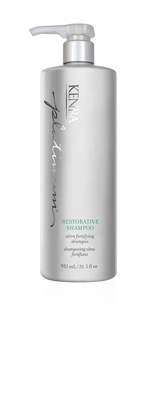 Kenra Platinum Restorative Shampoo | Ultra Fortifying | Instantly Fortifies To Restore Smoothness, Suppleness, & Shine | Restores Broken Hair Bonds From Within | All Hair Types | 31.5 Fl. Oz