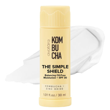 Avatara - Kombucha The Simple Shield Face Sunscreen, Zinc Oxide Spf Moisturizer, Moisturizer With Bha And Hyaluronic Acid, Mineral Sunscreen For Face, Teen Skincare, 1.01 Fl. Oz
