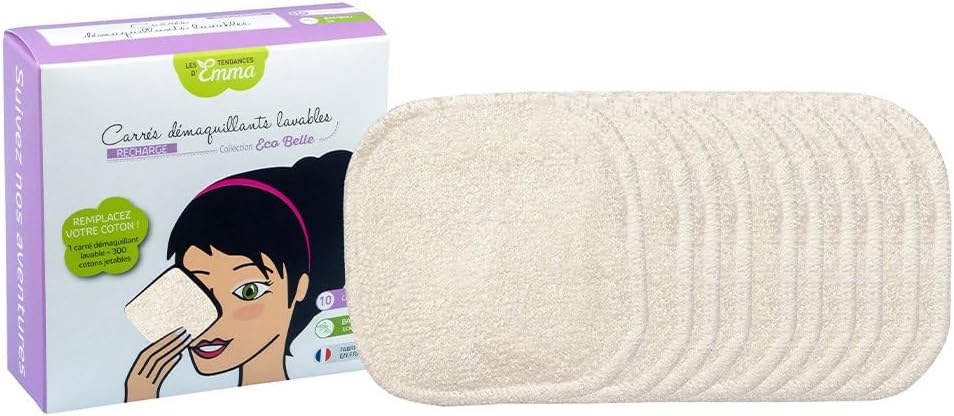 Les Tendances D'Emma Collection Eco Belle Washable Pads To Remove Make-Up 10 Ecru Pads
