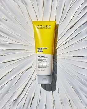 Acure Brightening Glow Lotion - Made With Sweet Orange & Colloidal Oatmeal For Bright, Refresh And Glowing Skin - Lightweight & Instant Absorb, Non-Sticky - For All Skin Types, Citrus Scent - 8 Fl Oz