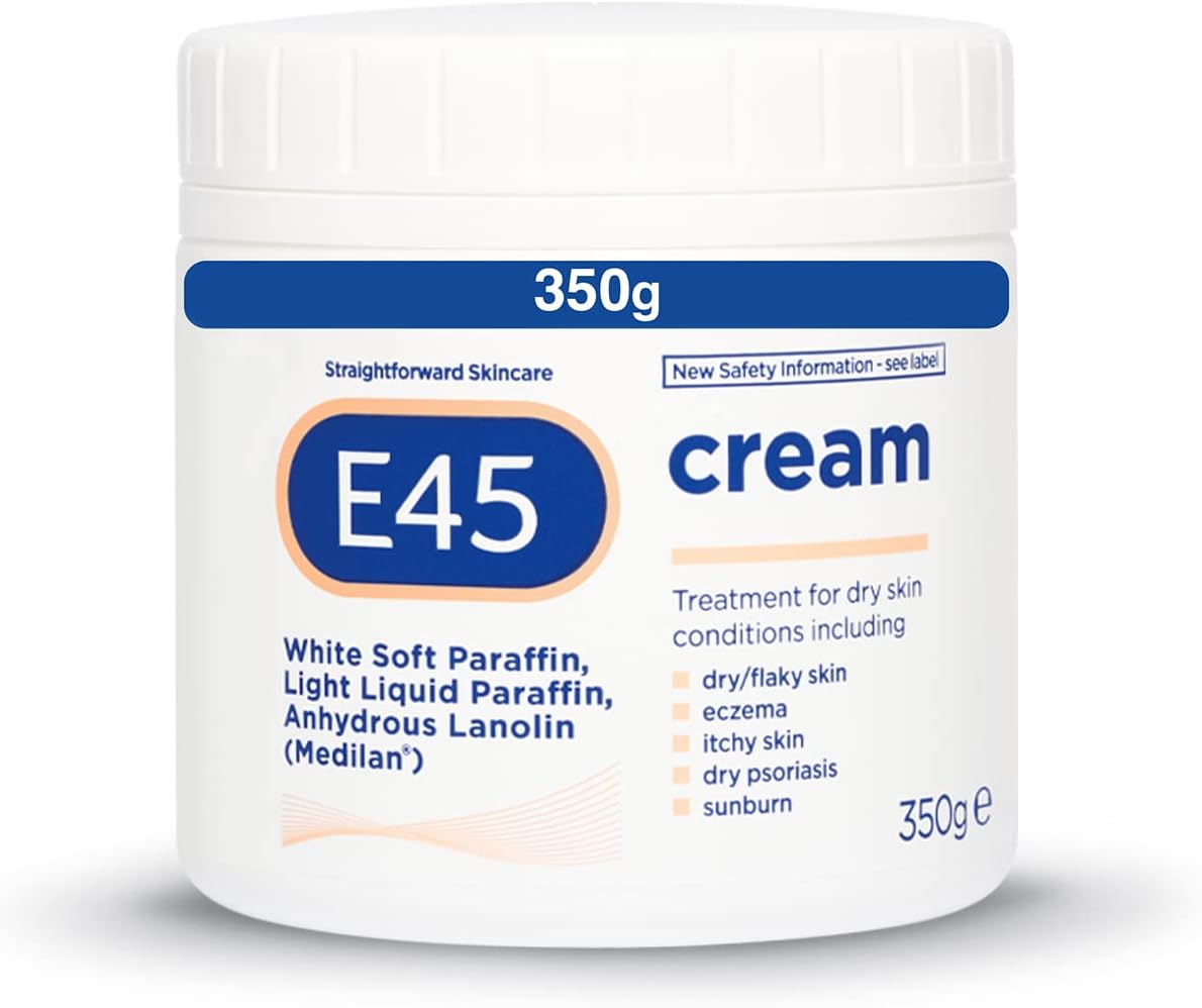 E45 Cream 350 g – E45 Cream for Dry, Irritated Skin – Moisturiser to Soothe Dry & Sensitive Skin - Dermatologically Tested Eczema Dermatitis Cream – Non-Greasy Body Face Hand Cream – Clinically Proven