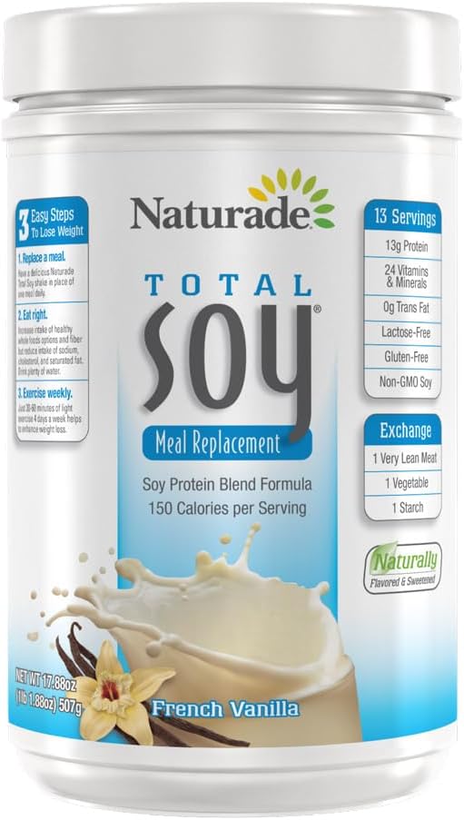 Naturade Total Soy Protein Powder - 13g Protein & 150Cal per Serving - Non-GMO Soy - 0g Trans Fat - Lactose & Gluten Free - French Vanilla 13 Serving