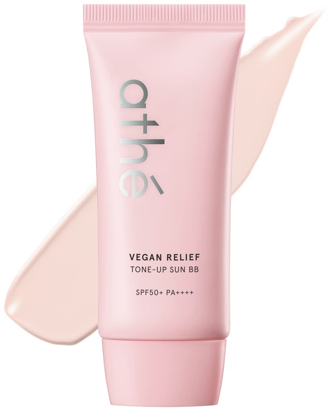 Athe Vegan Relief Sun Bb Spf50+ Pa++++, Korean Sunscreen, Zinc Oxide Tone Up Cream, Tone & Texture Correction, Long-Lasting No Sebum Pore Coverage, Reef-Safe, 2.36Oz