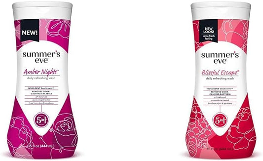 Summer's Eve Daily Refreshing Feminine Body Washes, Amber Nights & Blissful Escape Scents, 2 x 15 fl oz : Health & Household