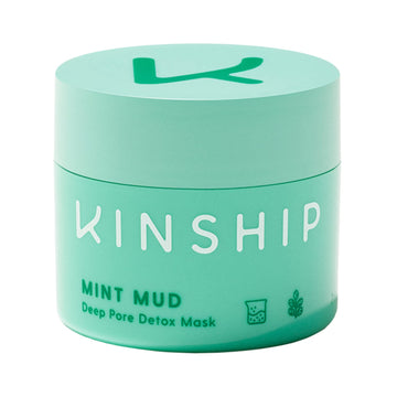 Kinship Mint Mud Deep Pore Detox Mask - Purifying Clay Face Mask with Vitamins + Minerals - Exfoliate, Smooth + Brighten Skin - Balance Oil + Unclog Pores - Vegan Facial for All Skin Types (2 Oz)