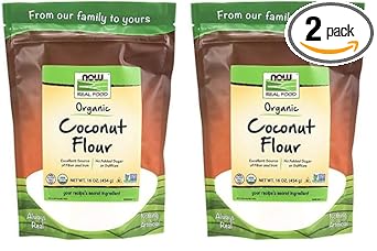 Now Foods, Organic Coconut Flour, Unsweetened, Excelent Source Of Fiber, No Added Sulfites, Certified Non-Gmo, 16-Ounce (Packaging May Vary) (Pack Of 2)