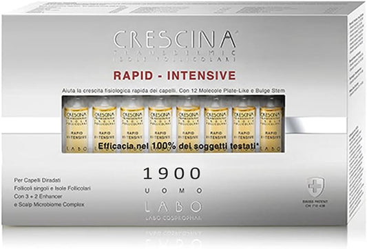Labo Crescina Transdermic Rapid-Intensive Follicular Islands Anti Hair Loss Treatment 1900 Man 40 Vials Anti Hair Loss Treatment