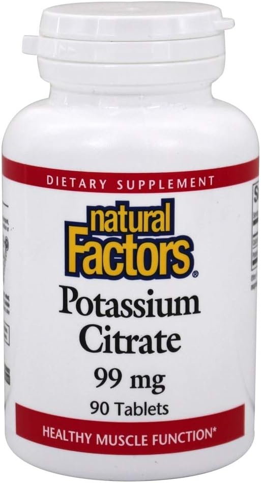 Natural Factors - Potassium Citrate 99mg, Supports Healthy Muscles, Nerves & Heart, 90 Tablets