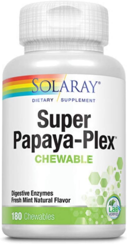 SOLARAY Super Papaya-Plex Mint Chewable Tablets | 180 Count : Health & Household