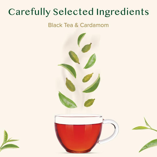 Vahdam, Cardamom Masala Chai Tea Bags (100 Count) Non Gmo, Gluten Free, No Artificial Flavor | Blended W/Exotic Spices | Chai Tea | Resealable Ziplock Pouch
