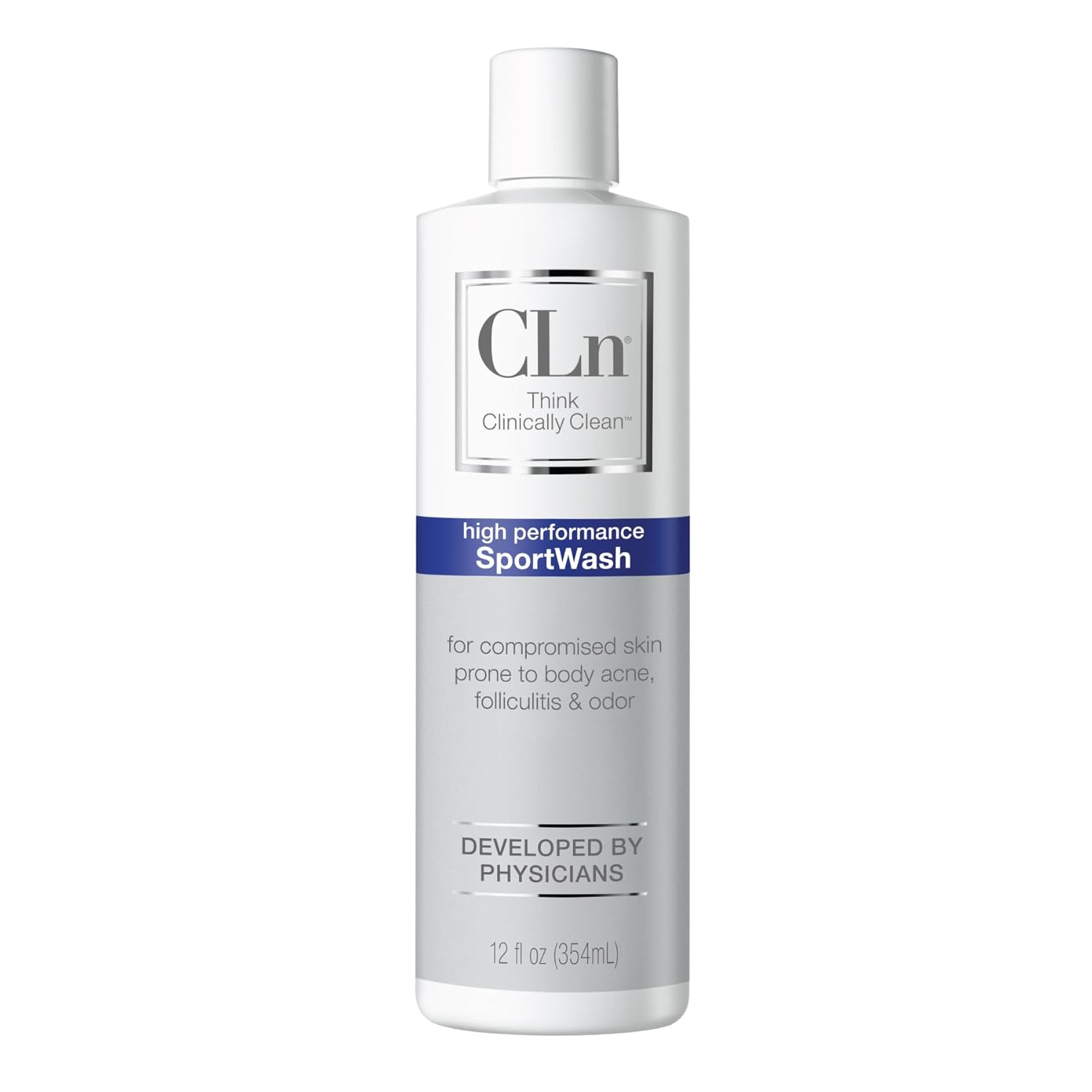 Cln® Sportwash – High-Performance Sport Body Wash, For Men & Women Prone To Body Odor, Foot Odor, Ringworm, Folliculitis, & Back Acne, Fragrance-Free & Paraben-Free, 3.4 Fl. Oz
