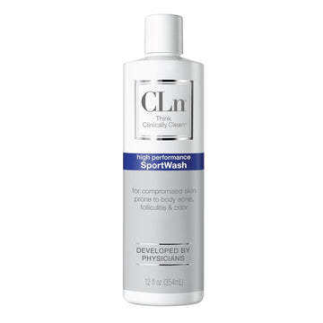 Cln® Sportwash – High-Performance Sport Body Wash, For Men & Women Prone To Body Odor, Foot Odor, Ringworm, Folliculitis, & Back Acne, Fragrance-Free & Paraben-Free, 3.4 Fl. Oz