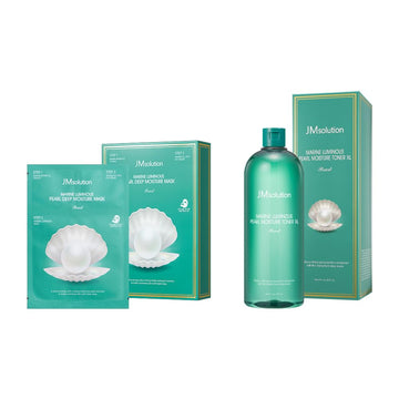 Jmsolution Marine Luminous Pearl Bundle- Deep Moisture Mask 10Ea And X-Large Toner 20.28 Floz