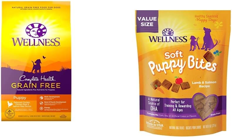 Wellness Complete Health Grain Free Puppy Recipe Soft Puppy Bites, Lamb and Salmon, 8 oz Bag