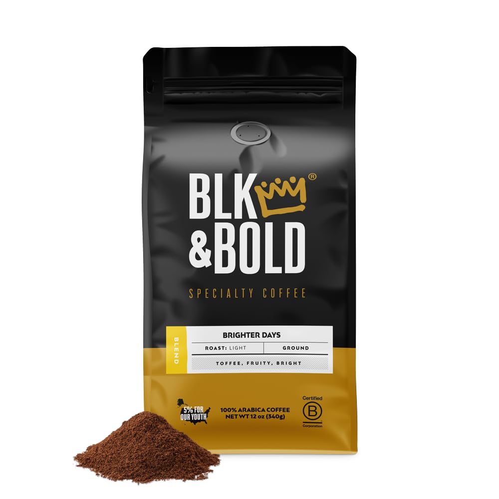 Blk & Bold Ground Coffee, Brighter Days Premium Light Roast, 100% Arabica Beans, 12 Oz Bag