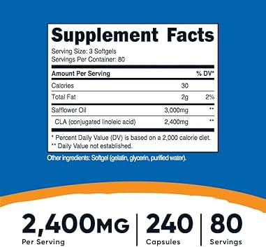 Nutricost CLA (Conjugated Linoleic Acid) 2,400mg, 240 Softgels - Gluten Free, Non-GMO, 800mg Per Softgel