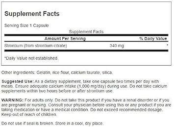 Swanson Strontium Citrate 340 Milligrams 60 Capsules