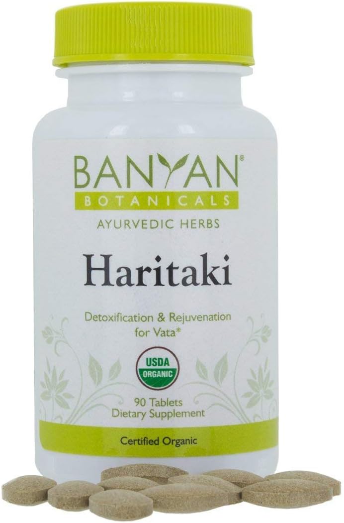 Banyan Botanicals Haritaki â€“ Certified Organic Haritaki Tablets â€“ Terminalia Chebula â€“ Supports Detoxification & Rejuvenation* â€“ 90 Tablets â€“ Sustainably Sourced Certified Fair for Life Fair Trade