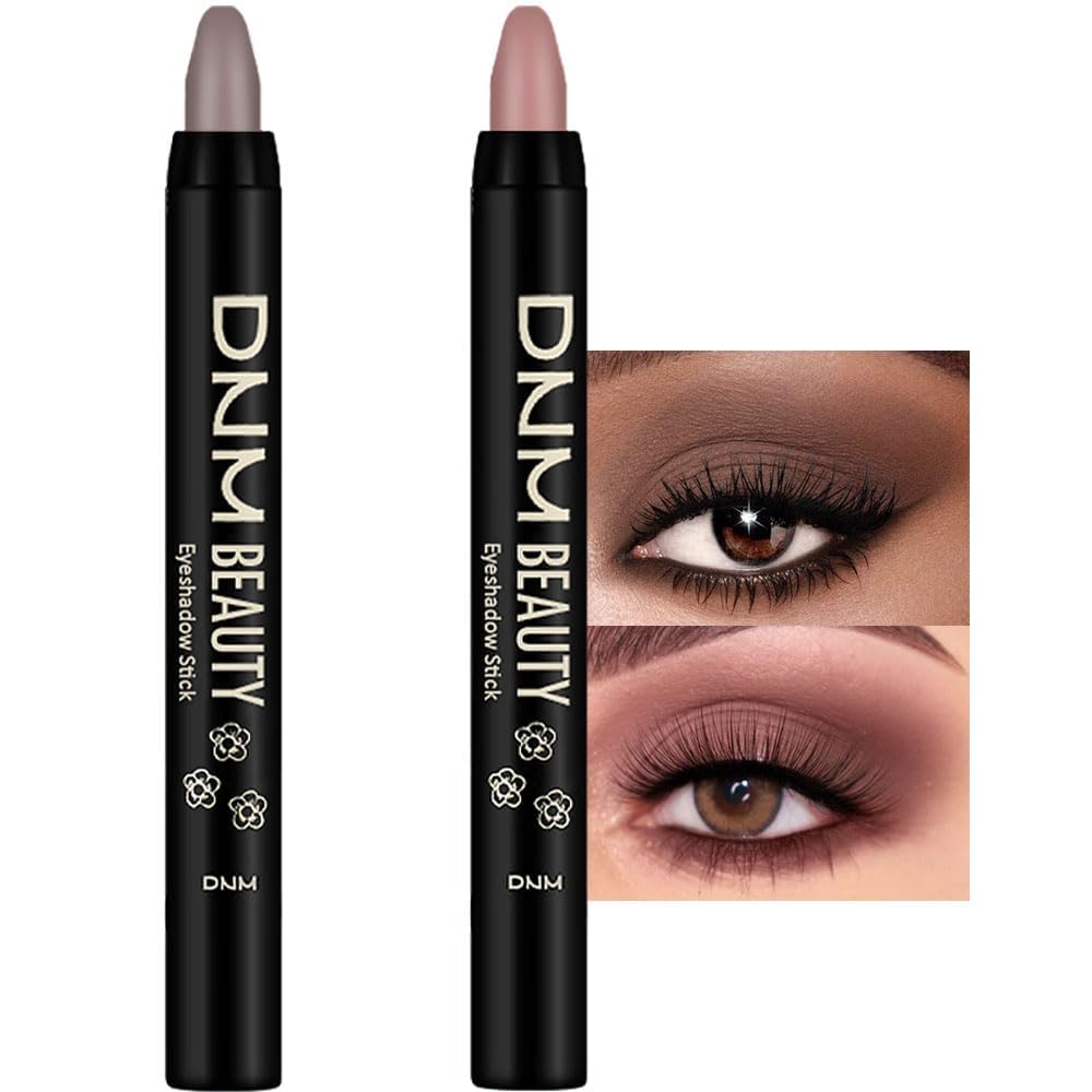 8Pcs Cream Eye Shadow Brightener Stick Makeup Set, Champagne Pearl Taupe Bronze Cocoa Stone Putty Smoky Amethyst Shimmer Matte Eyeshadow Eyeliner Pencil Applicator Stick Palette Makeup For Older Women