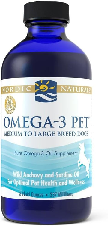 Nordic Naturals Omega-3 Pet, Unflavored - 8 Oz - 1518 Mg Omega-3 Per Teaspoon - Fish Oil For Medium To Large Dogs With Epa & Dha - Promotes Heart, Skin, Coat, Joint, & Immune Health