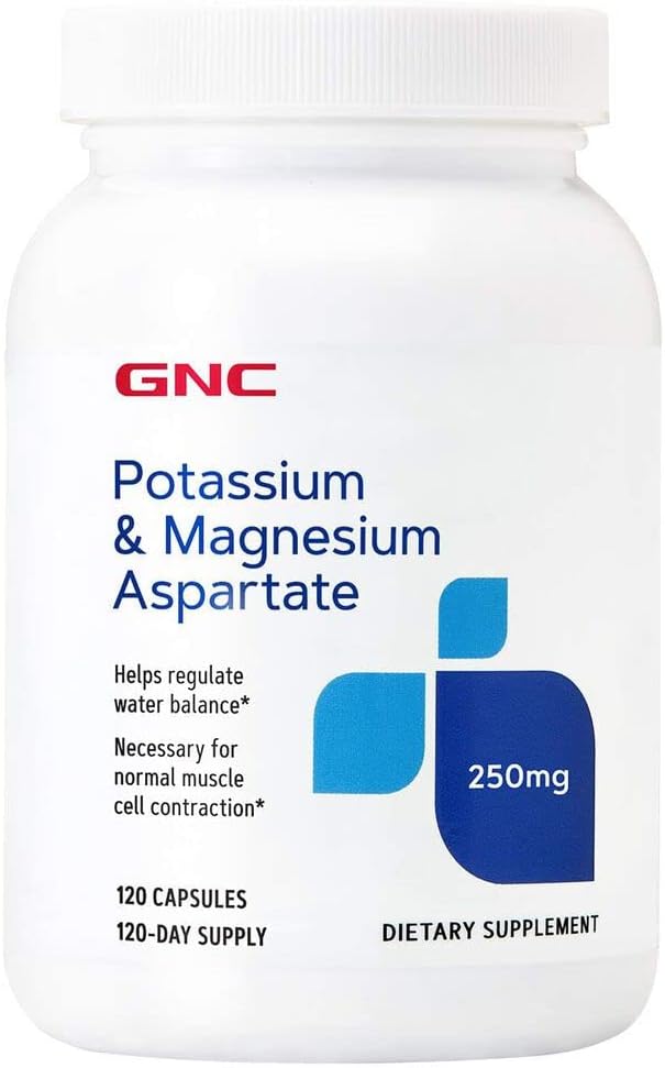 Gnc Potassium & Magnesium Aspartate 250Mg, 120 Capsules, Helps Regulate Water Balance