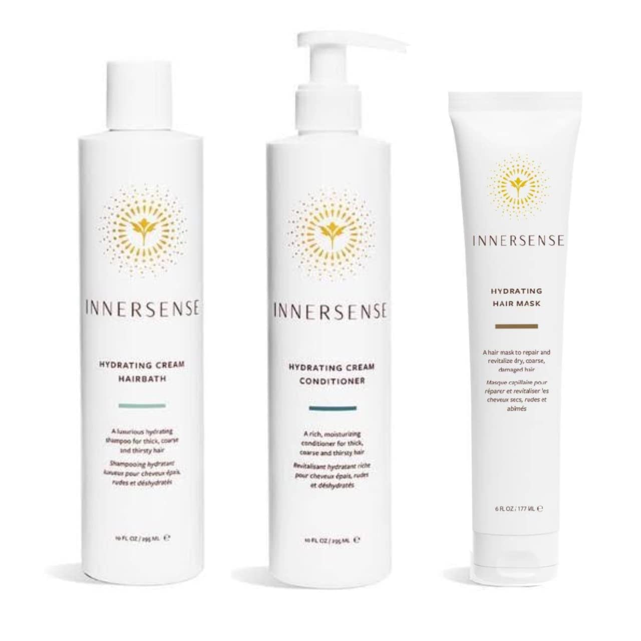 Innersense Organic Beauty - Natural Hydrate Trio With Hydrating Mask | Non-Toxic, Cruelty-Free, Clean Haircare (Perfect For Dry, Coarse + Thirsty Hair)