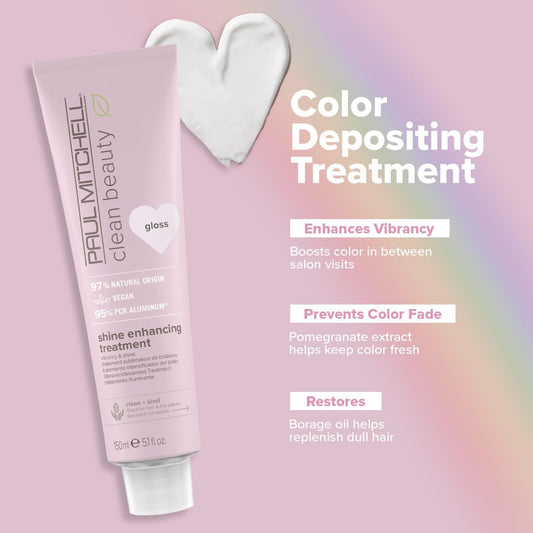 Paul Mitchell Clean Beauty Color-Depositing Treatment, For Refreshing + Protecting Color-Treated Hair, Gloss, 5.1 Fl. Oz