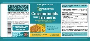 Puritan'S Pride Curcuminoids 500 Mg From Turmeric Standardized Extract Capsules, White, 30 Count