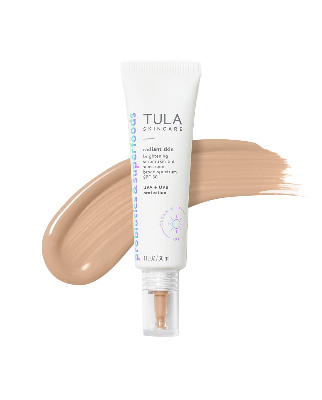 Tula Skin Care Radiant Skin Brightening Serum Skin Tint Spf-Facial Sunscreen Provides Broad Spectrum Spf 30 Protection, Tinted, Serum-Light Formula Brightens And Evens Skin-Shade 09, 1.0 Fl Oz