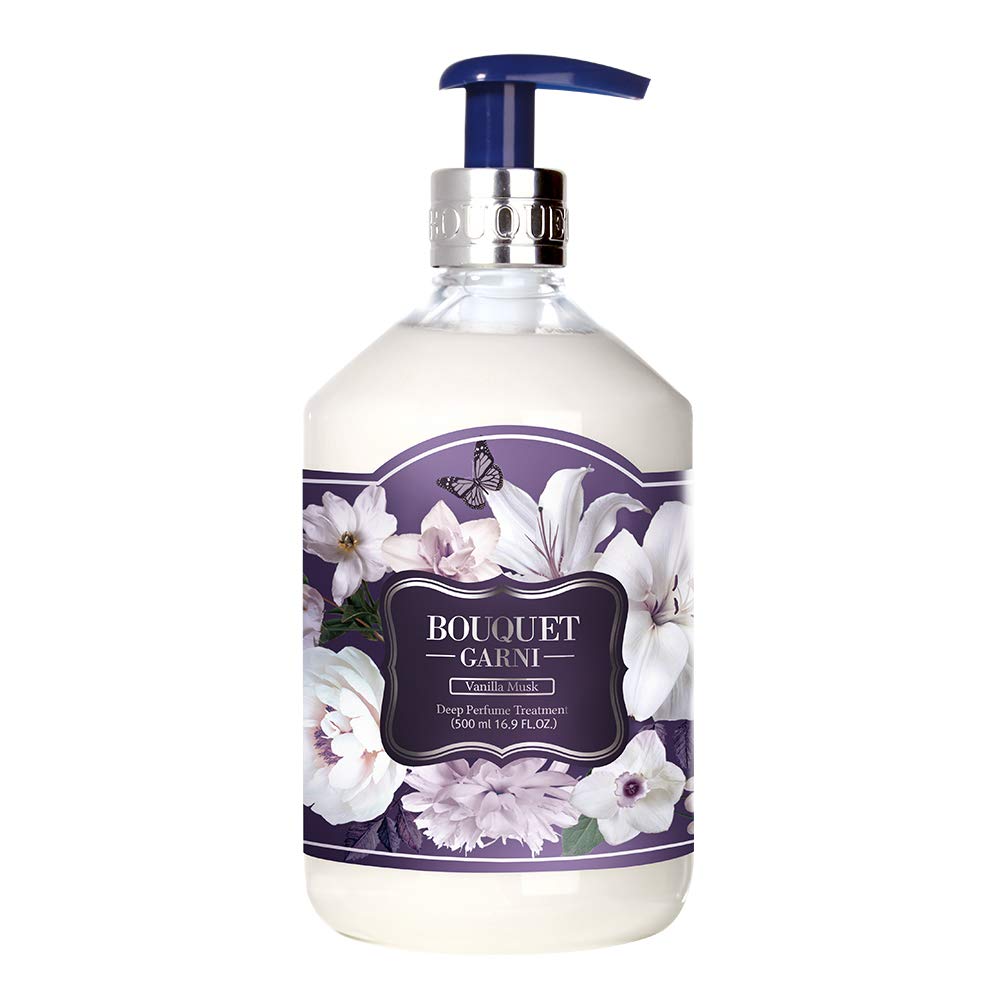 Boquet Garni Treatment Vanilla Musk - Long Lasting Fragrance Natural Hair Conditioner - Natrual Surfactant Giving Soft And Soothing Cleansing To Scalp And Hair - Argan Oil, Protein, Amino - 16.9 Fl Oz
