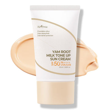 Isntree Yam Root Milk Tone Up Sun Cream 50Ml, 1.69 Fl Oz | Moisturizing Tinted Spf50+ Pa++++ | Natural Coverage | Vegan Skincare | Korean Skincare