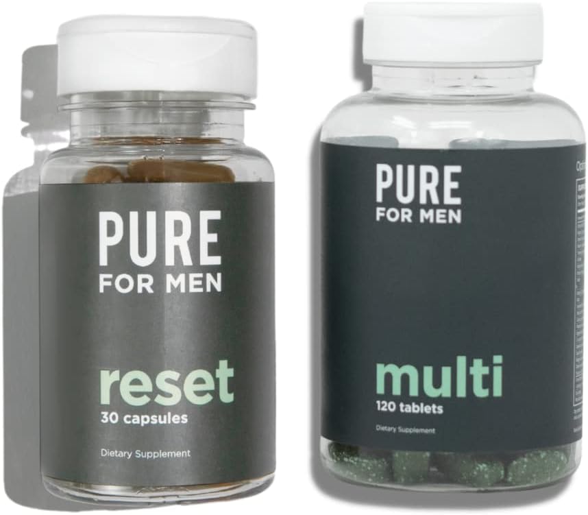 Pure For Men Multivitamin, 120 Capsules & Reset Detox Supplement, 30 Capsules