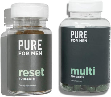 Pure For Men Multivitamin, 120 Capsules & Reset Detox Supplement, 30 Capsules