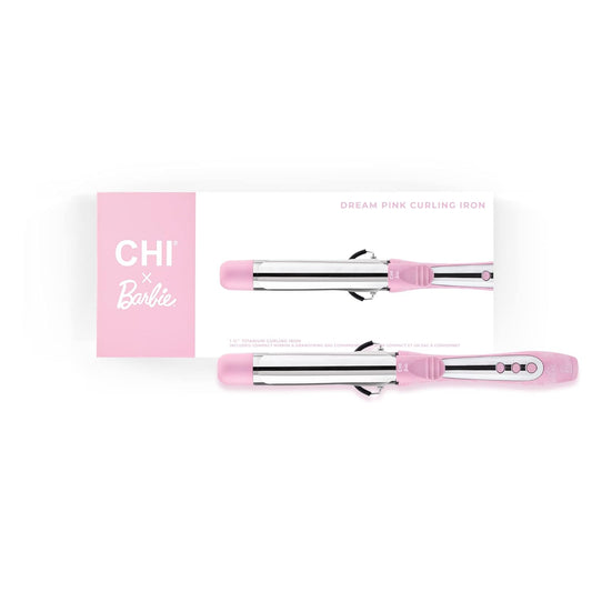CHI x Barbie Dream Pink Curling Iron, 1.25" - Includes Compact Mirror and Carrying Bag for Perfect Curls Wherever You Go