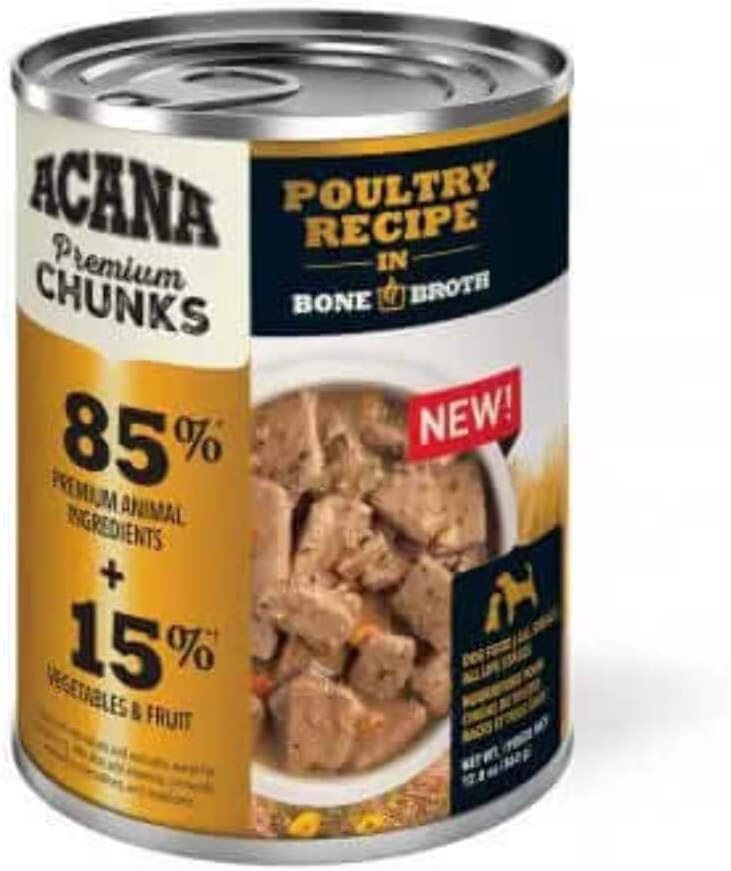 ACANA Grain-Free Premium Chunks Poultry Recipe in Bone Broth Wet Dog Food, 12.8 oz, Case of 12, 12 X 12.8 OZ: Pet Supplies: Amazon.com