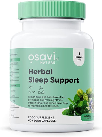 Osavi Herbal Sleep Support – 60 Vegan Capsules | Melatonin Free | Passion Flower, Lemon Balm & Hops For Relaxation & Healthy Sleep | Supports Calmness, Reduces Anxiety & Sleep Disorders | Clean Label