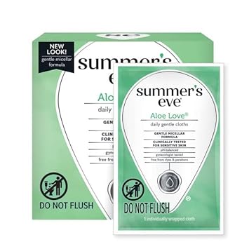 Summer’s Eve Aloe Love Gentle Daily Feminine Wipes, Removes Odor, pH balanced, 16 Count, (Pack of 10)