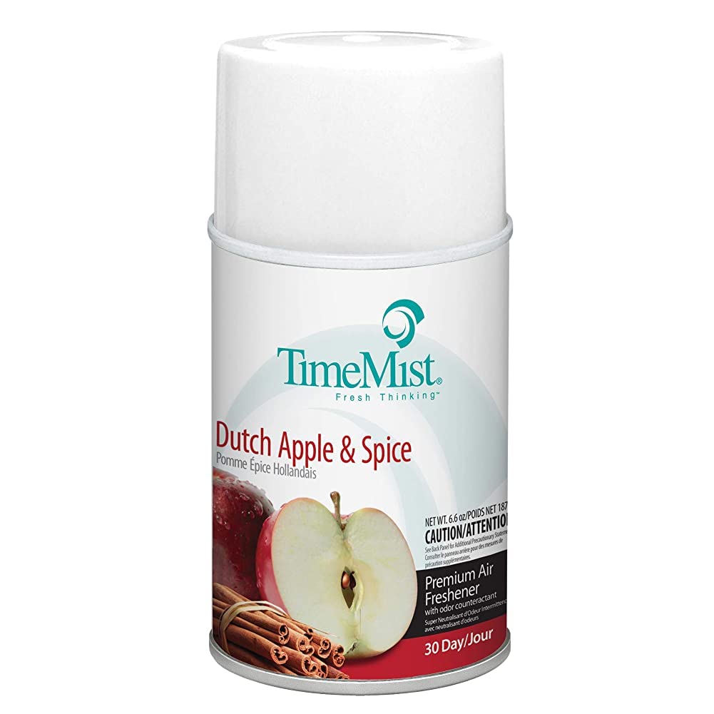 TimeMist Premium Metered Air Freshener Refills - Dutch Apple Spice - 7.1 oz (Case of 12) - 1042818 - Lasts Up To 30 Days and Neutralizes Tough Odors