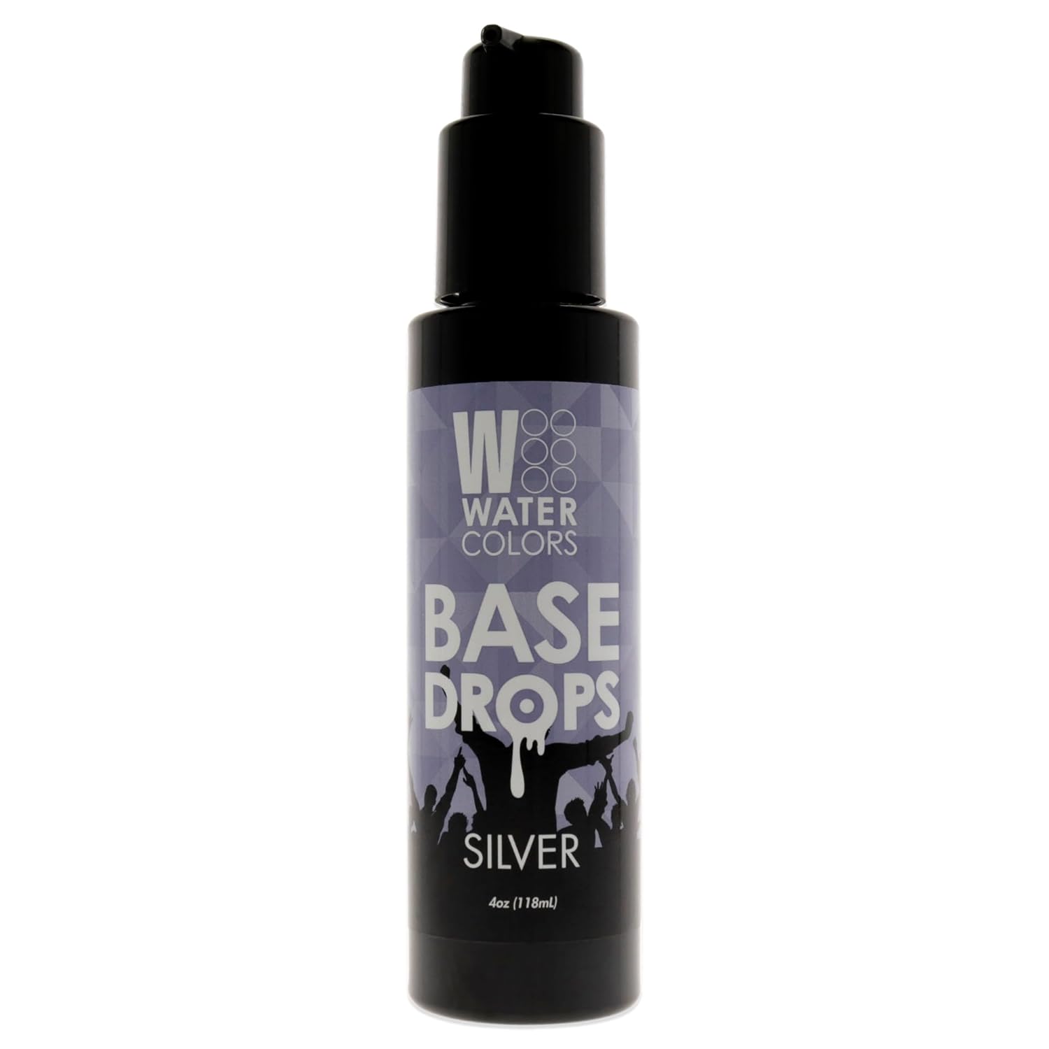 Watercolors Base Drops, Water-Based Formula With Nano-Pigments For Ultimate Versatility In Fashion Color Maintenance, Silver 4 Oz