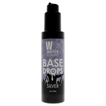 Watercolors Base Drops, Water-Based Formula With Nano-Pigments For Ultimate Versatility In Fashion Color Maintenance, Silver 4 Oz