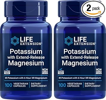 Life Extension 99Mg Potassium With Extend-Release Magnesium 250Mg, 100 Veg Caps (Pack Of 2) - Gluten-Free – Non-Gmo – Vegetarian Supplement For Men And Women - Dual-Action Mineral Formula