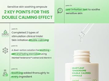 Ilso Heartleaf Tendersome Double Calming Ampoule, Ascorbic Acid, Niacinamide, Soothing Serum