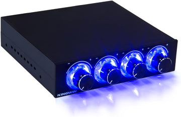 Kingwin Fan Controller 4 Channel w/ LED. Controls up to 4 Sets of PC Computer Fans, Independent Turn Knob Control, and Fits 3.5 Inch Drive Bay. Easy Setup, and Easy Control of Your Cooling Fans