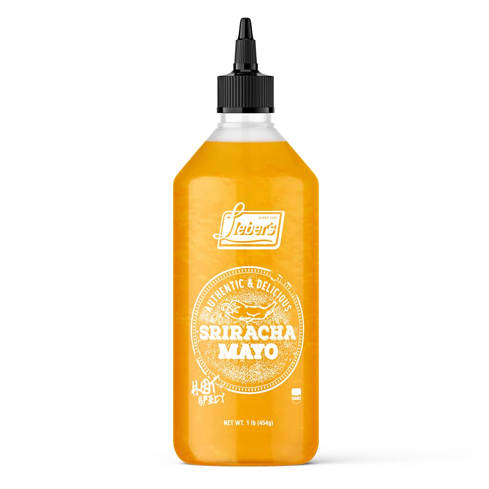 Lieber'S Authentic And Delicious Sriracha Mayo, Hot And Spicy Mayonnaise Sauce, Non-Gmo, No Msg, Gluten-Free, Cholesterol-Free, And Vegan, Net Wt. 1 Lb (454G)