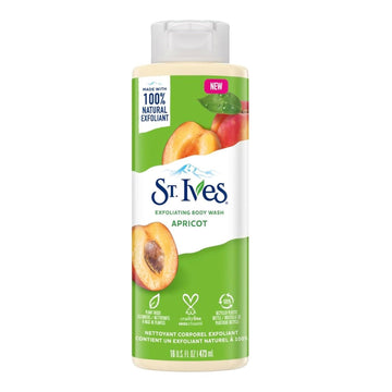 St. Ives Exfoliating Apricot Body Wash/Shower Gel For Women| 100% Natural Extracts | Cruelty Free | Paraben Free |473Ml, White